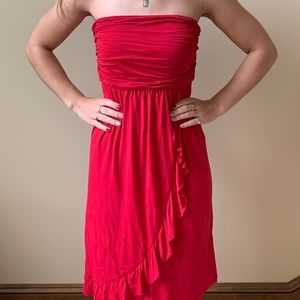 Strapless Red 100% Rayon Dress
